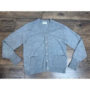 Vintage Lord Jeff Wool Sweater Cardigan Gray Pockets Women’s Grandpa Sz Medium
